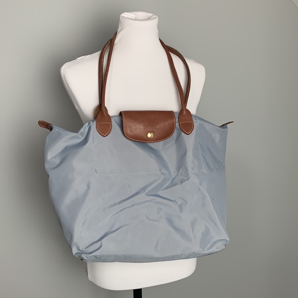 Light Blue Medium Longchamp Le Pliage